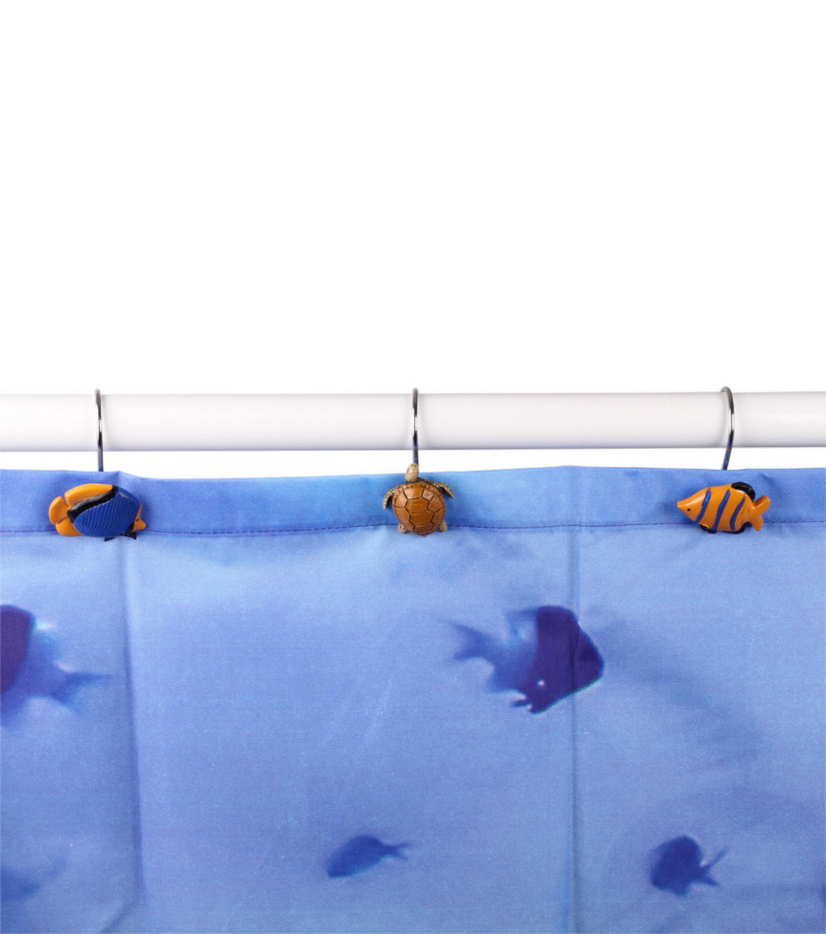 DUSCHVORHANGRINGE Ocean - Blau, Kunststoff/Metall (4.5/3.5/3cm) - Sanilo