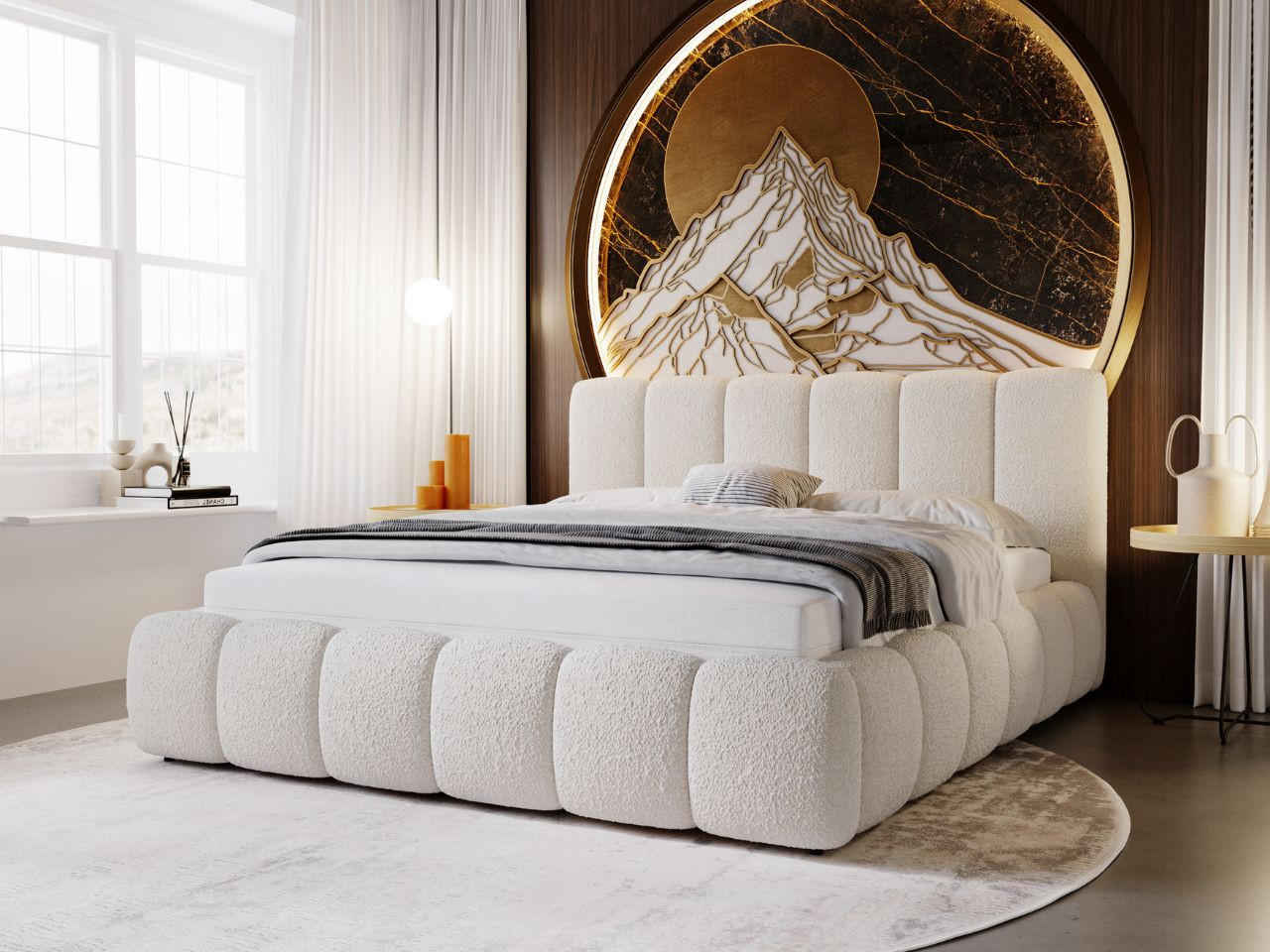 POLSTERBETT Cloud 200x200 Bouclé-Stoff Beige - Beige, Textil (200/200cm) - Graingold