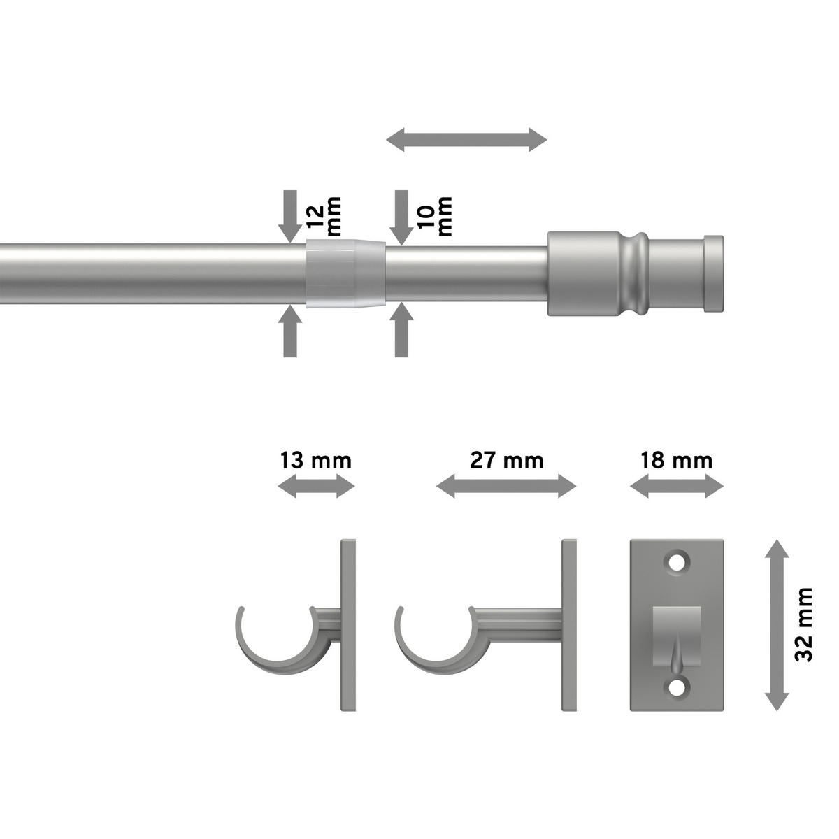 SCHEIBENSTANGE/CAFÉHAUSSTANGE Sora 85-135 cm, 12/10 mm Ø, Silbergrau - Alufarben, Kunststoff/Metall (3.5/3.2/135cm) - INTERDECO