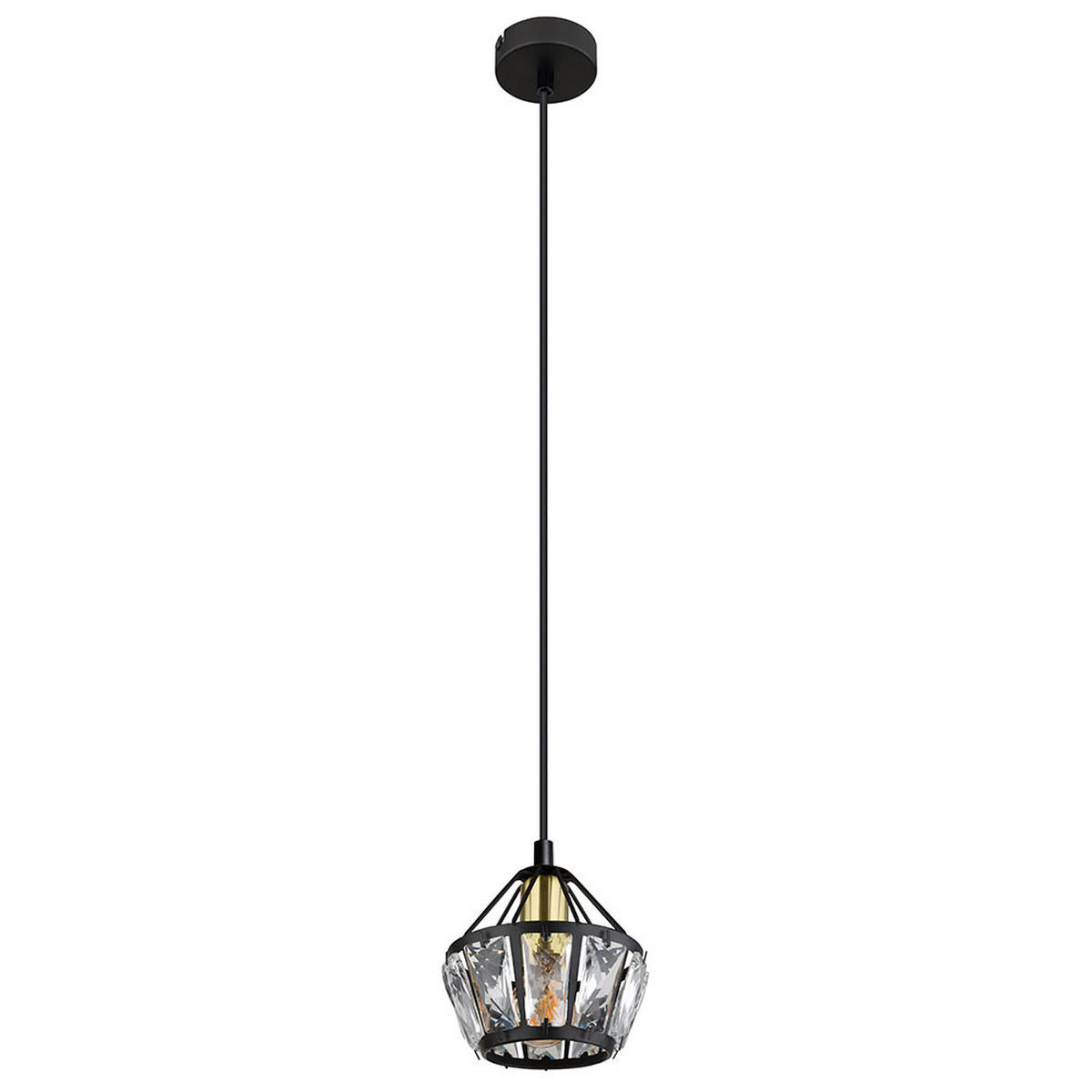 LED HÄNGELEUCHTE Metall Schwarz Kristalloptik - Schwarz, Glas (12.5/12.5/150cm) - Globo Lighting