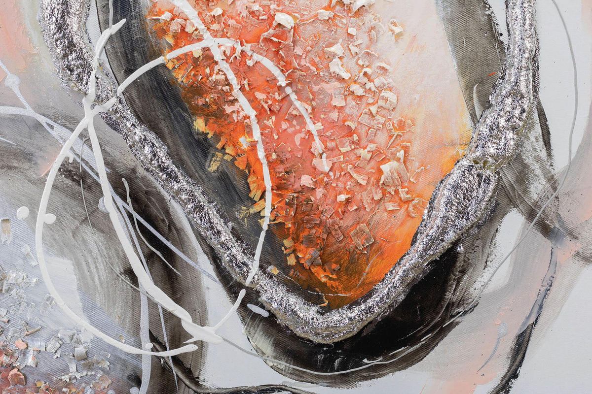 ACRYLBILD HANDGEMALT 80/80 cm - Rot/Schwarz, Holz/Textil (1.48/80cm) - KUNSTLOFT