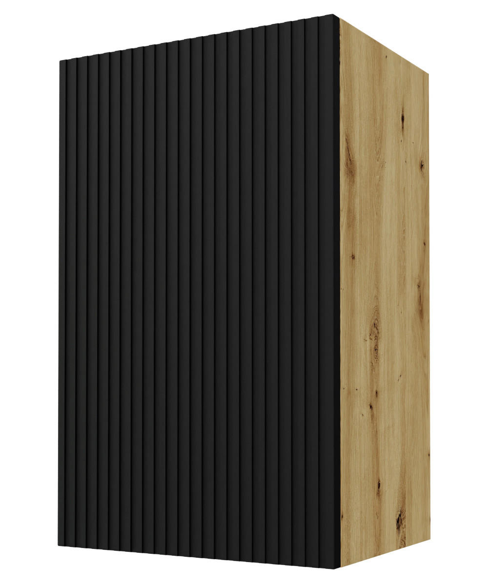 Feldmann-Wohnen Hängeschrank Schwarz, Eiche 45x72x32.5 cm