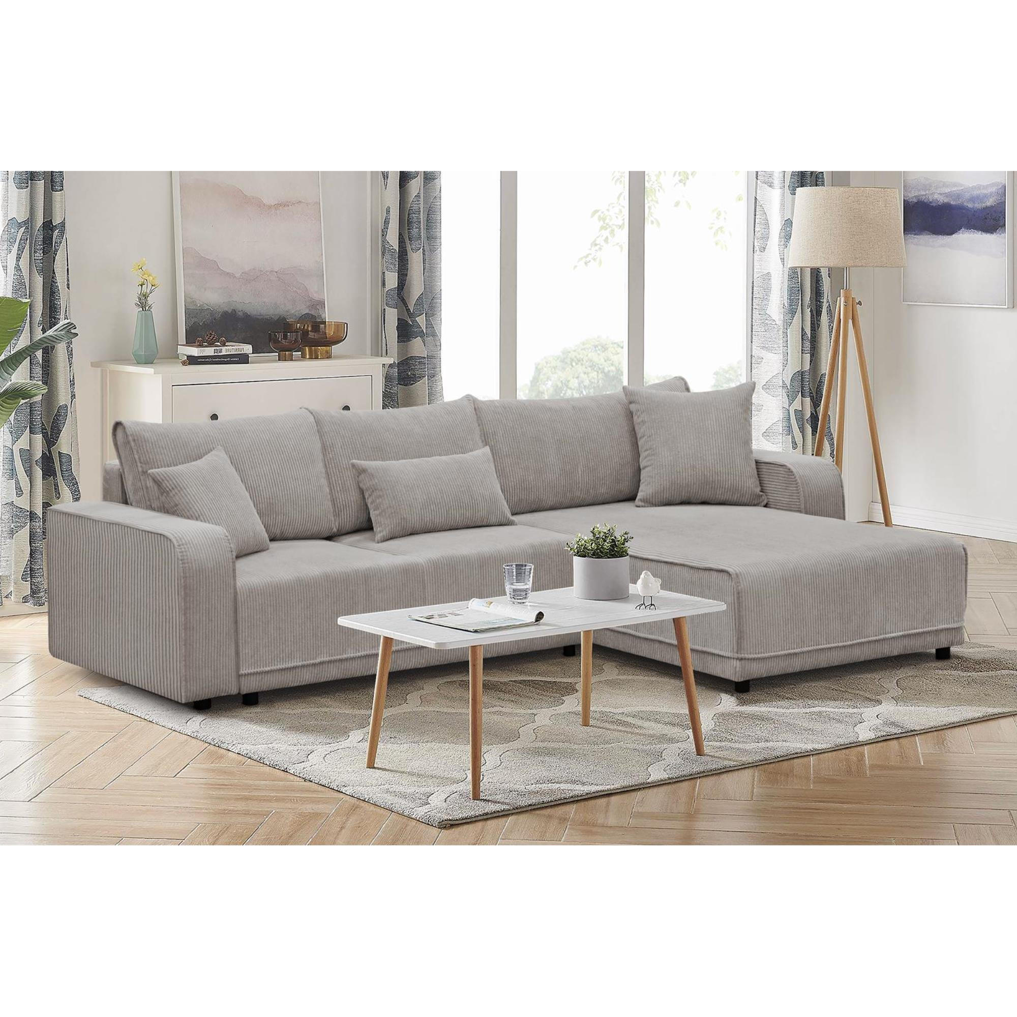 ECKSCHLAFSOFA Primo L cappuccino - Schwarz/Cappuccino, Textil (290/185cm) - Beautysofa