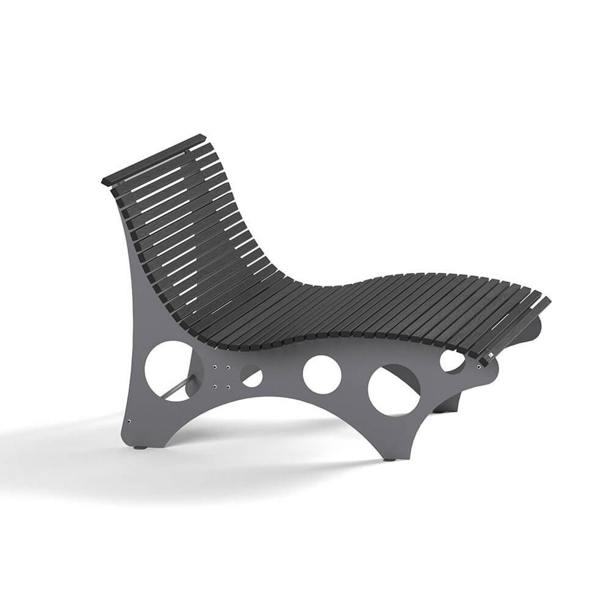 WELLENLIEGE NIRA - Anthrazit - Anthrazit, Holz/Metall (148/105/152cm) - Home Deluxe