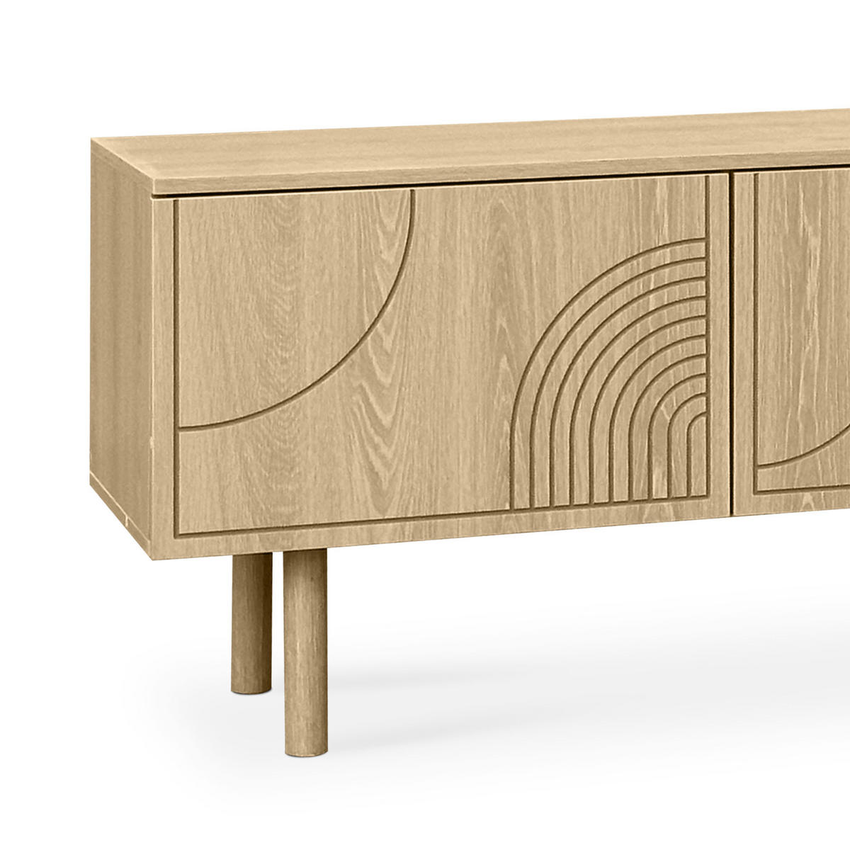 TV-LOWBOARD Saskia 160cm 3 Türen Eichenoptik Skandinavischer - Eichefarben/Kieferfarben, Holz (160/55/40cm) - Sicaan