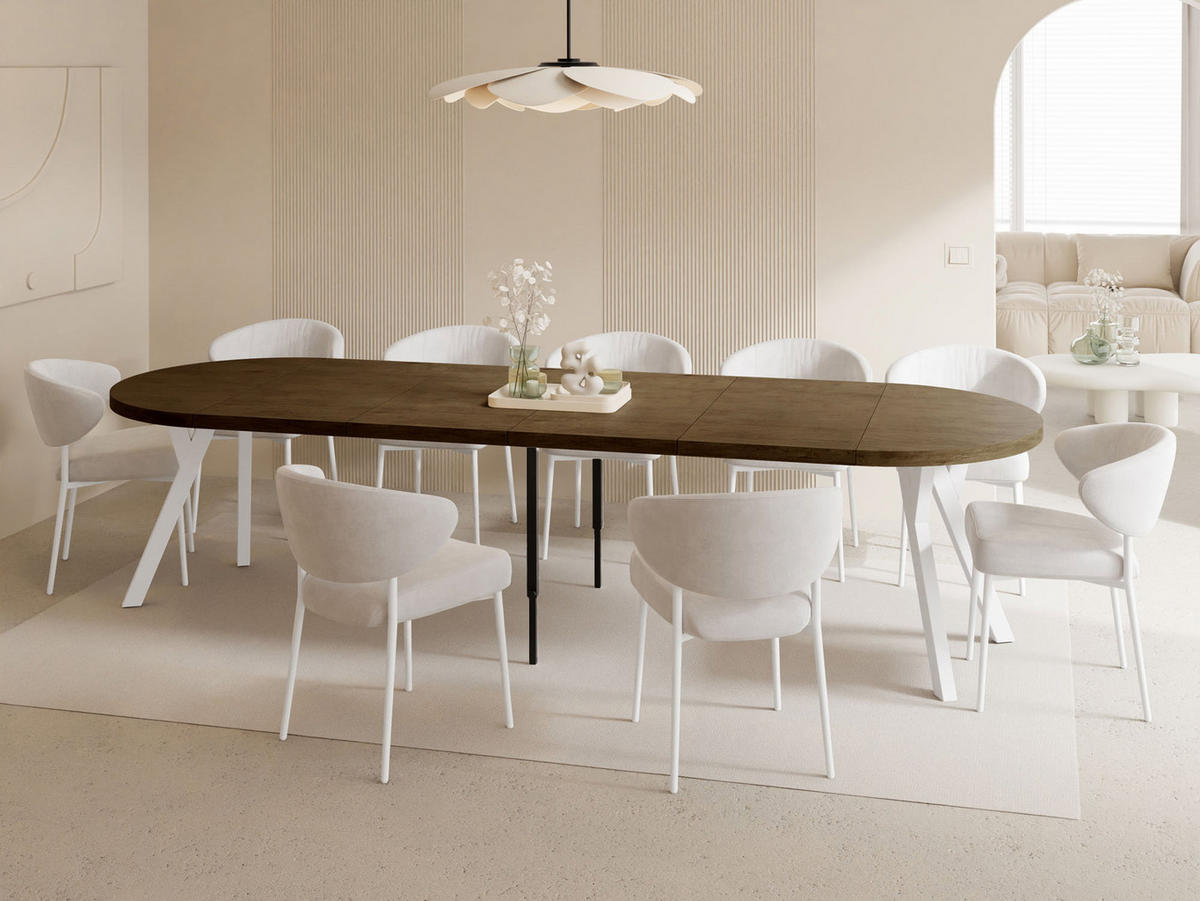 ESSTISCH Twixy XXL groß rund oval ausziehbar, Eiche Braun Rustikal 100-300/100/76 cm - Alteiche/Braun, Holz/Holzwerkstoff (100/300/76cm) - WFL GROUP