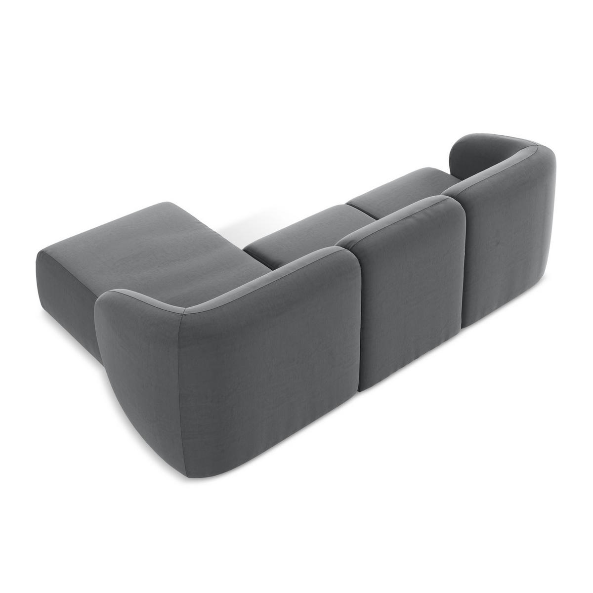 ECKSOFA Rechts Samt Stoff Grau - Edelstahlfarben/Schwarz, Holzwerkstoff/Kunststoff (248/166cm) - LaMiaSofa