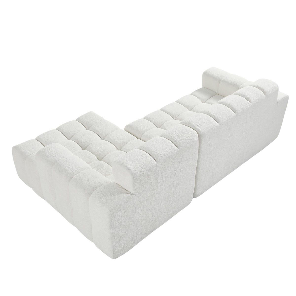 ECKSOFA 249,94x100x75 cm Weiß aus Cordvelours mit Schaumstoffpolsterung und Ottomane - Weiß, Textil (99.9/249.9cm) - Modfu