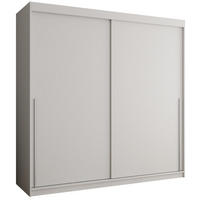 SCHIEBETÜRENSCHRANK 200 cm Breite Weiß mit silbernem Griff - Silberfarben/Weiß, Holzwerkstoff (200/200/62cm) - Home Collective
