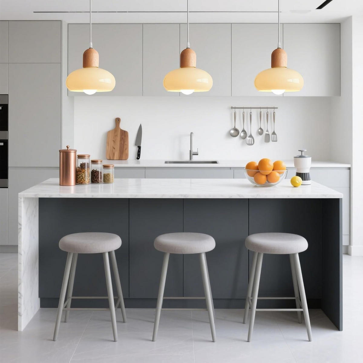 PENDELLEUCHTE Glas & Gummiholz, E27 20CM - Gelb, Glas (19/20/19cm) - Weltevree