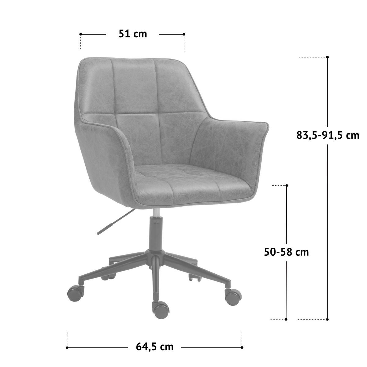 SCHREIBTISCHSTUHL GREG Grau - Schwarz/Grau, Textil/Metall (60/94/57cm) - SVITA