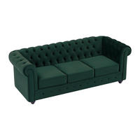 SOFA 3-Sitzer - Samt - Grün - CHESTERFIELD - Grün, Textil (205/72/88cm) - Vente-Unique