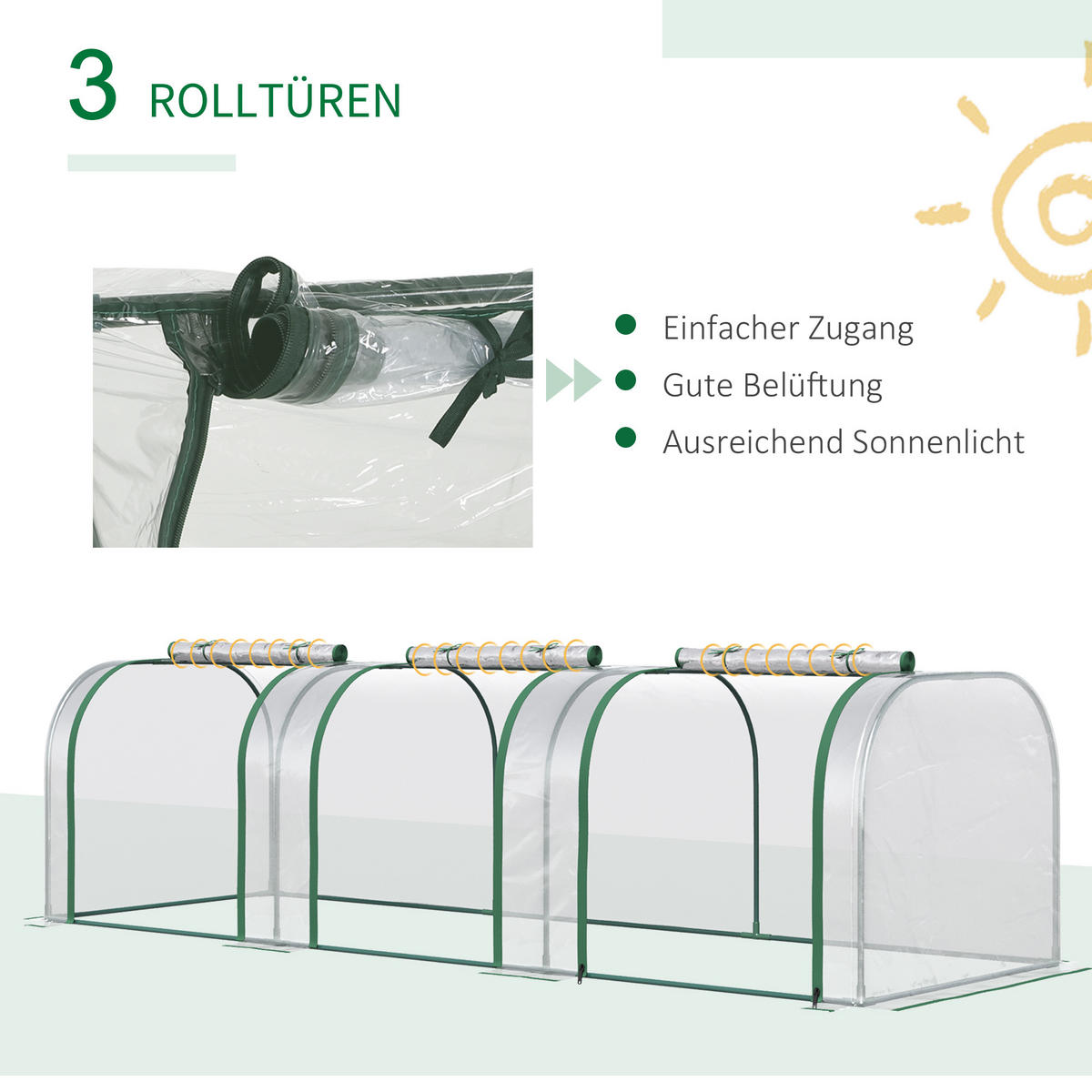 FOLIENGEWÄCHSHAUS, Transparent, PVC(Folie), Stahl(Gestell) - Transparent, Kunststoff (100/80/295cm) - Outsunny