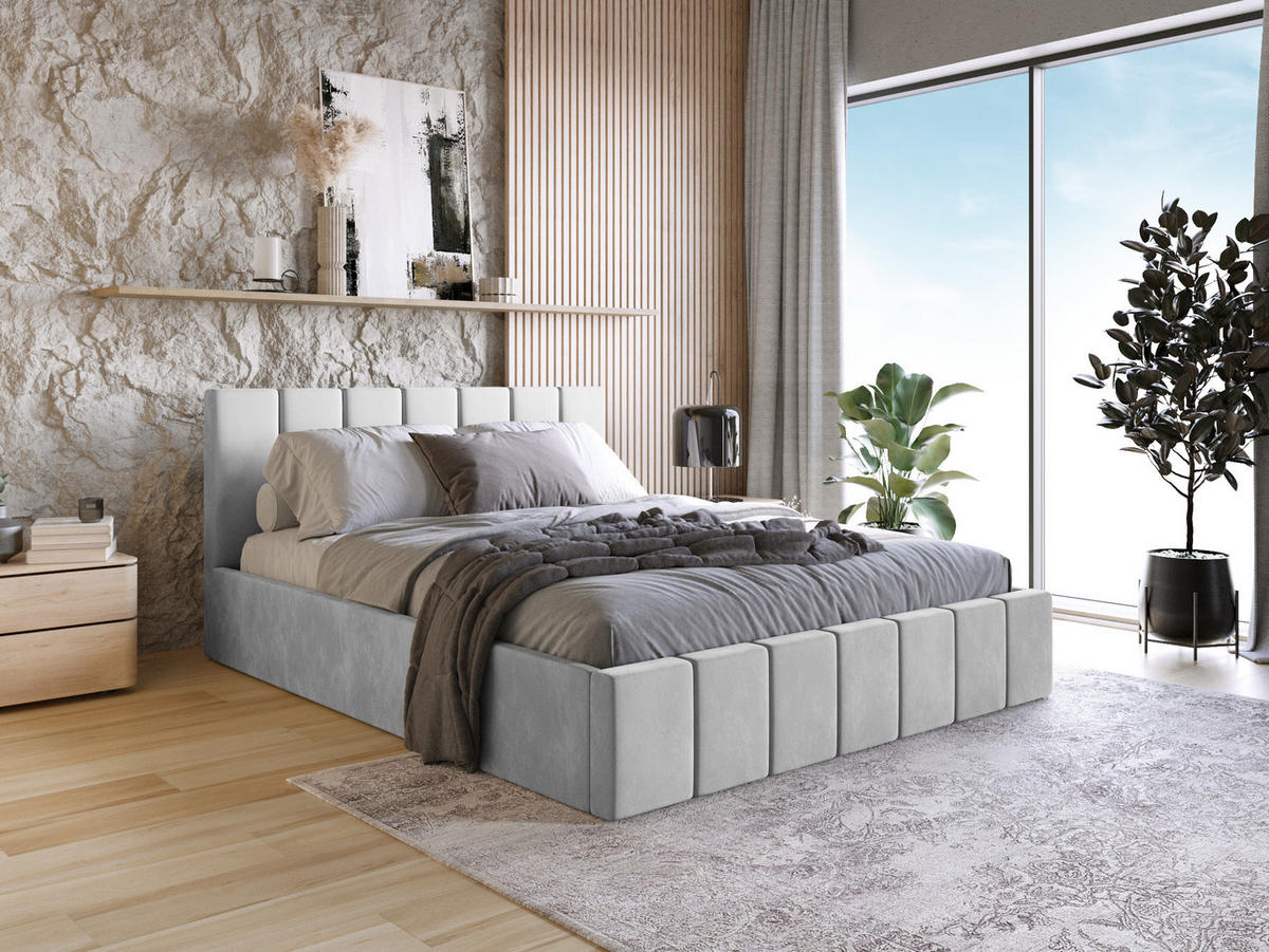 POLSTERBETT Doppelbett PESARO 140x200 cm, Hellgrau - Hellgrau, Textil (140/200cm) - Fedve