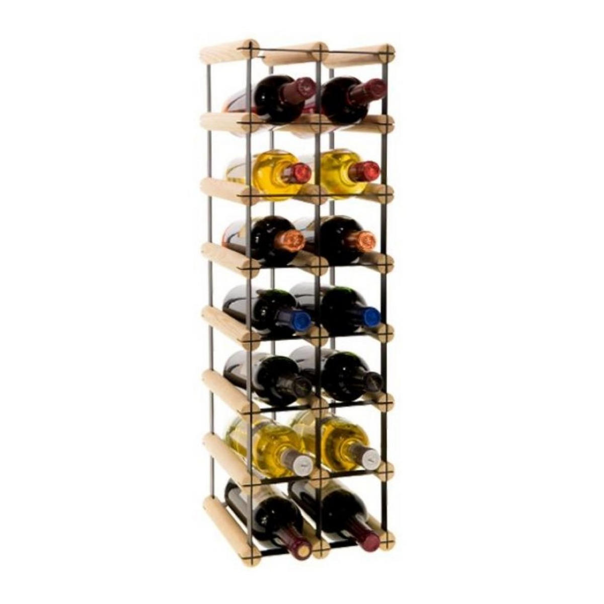 WEINREGAL Vinotega Mod Metal 72,5x22,5x24,5 cm 2x7 Flaschen Massives Kiefernholz Natur - Naturfarben, Holz (22.5/72.5/24.5cm) - PROREGAL