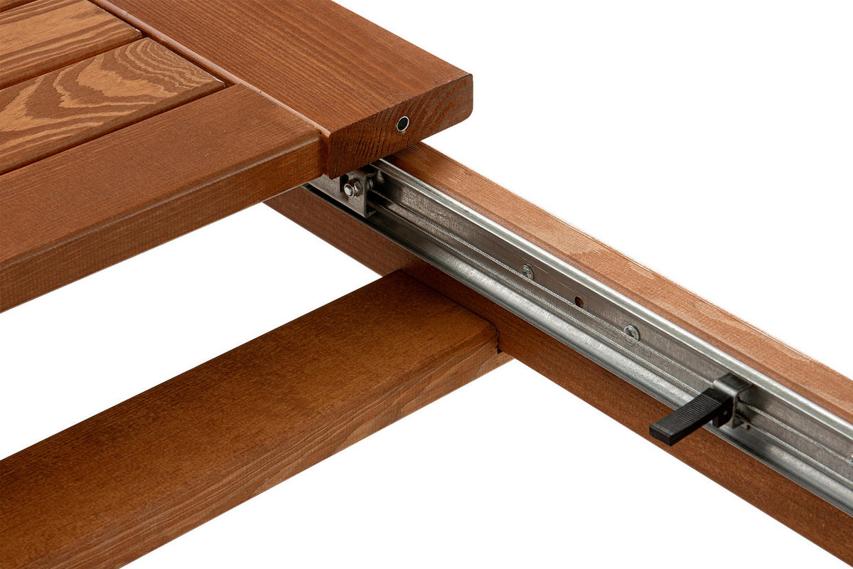 GARTENTISCH ALCES ausziehbar, aus massivem Kiefernholz, braun - Braun, Holz (160/90/73cm) - KONSIMO®