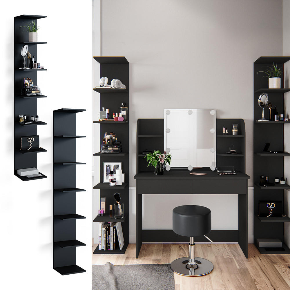 WANDREGAL Paolo Schwarz 30 x 190 cm 2er Set - Schwarz, Holzwerkstoff (30/190/28cm) - Vicco