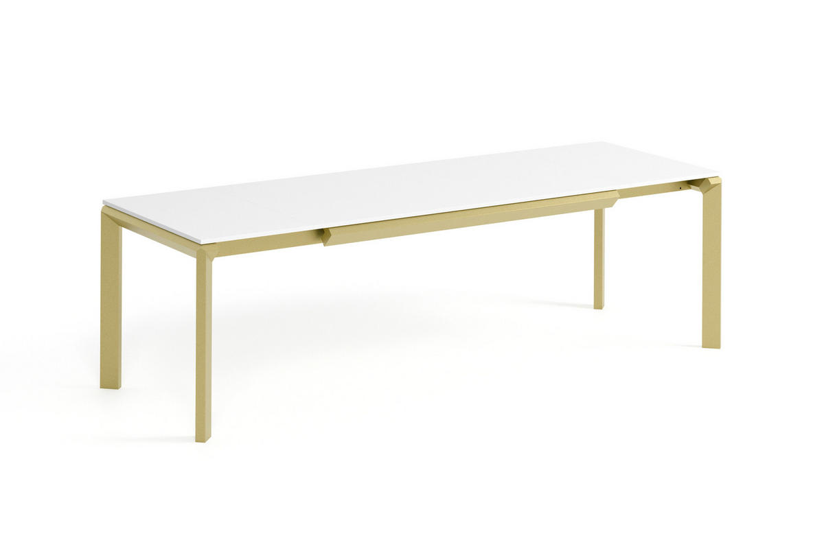 ESSTISCH FADO - Goldfarben/Weiß, Holzwerkstoff (90/160/76cm) - Meblini