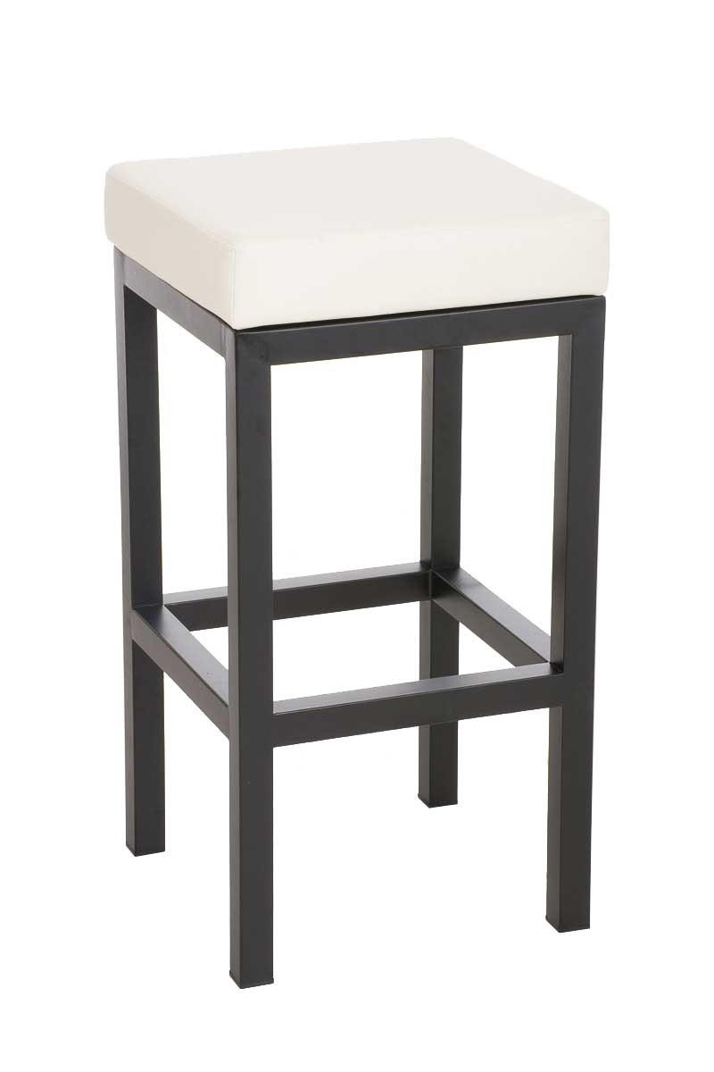 BARHOCKER KIEL Creme Kunstleder Stahl 80 cm Höhe - Creme, Leder/Metall (41/80/41cm) - DELUKE