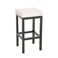 BARHOCKER KIEL Creme Kunstleder Stahl 80 cm Höhe - Creme, Leder/Metall (41/80/41cm) - DELUKE