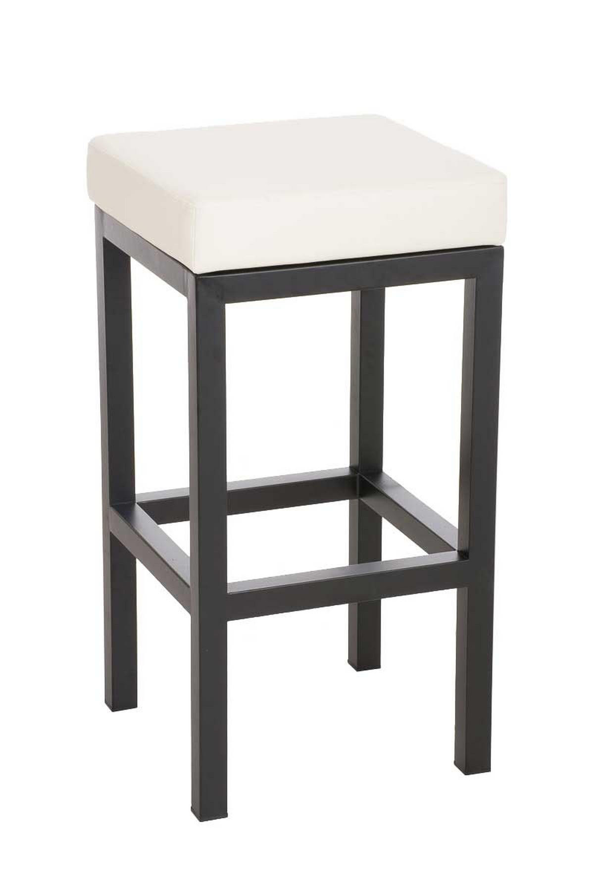 BARHOCKER KIEL Creme Kunstleder Stahl 80 cm Höhe - Creme, Leder/Metall (41/80/41cm) - DELUKE