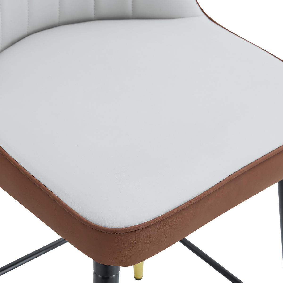 BARHOCKER 2er-Set Hellgrau/Braun mit PU-Leder und Fußraste - Braun, Metall (42/100/45cm) - PANGIVO