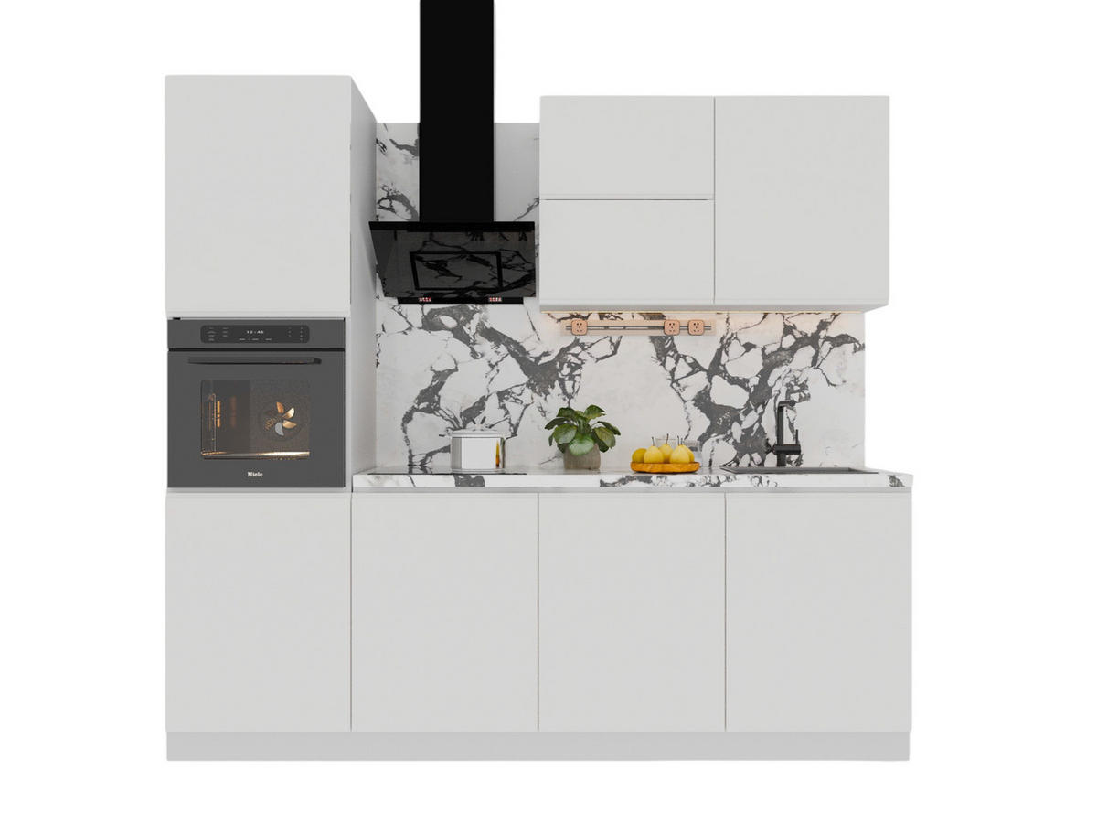 KÜCHENZEILE 240 cm Glanzia – KU-S06 – Weiß – Hochglanz - Weiß Hochglanz, Holzwerkstoff (240/212/60cm)