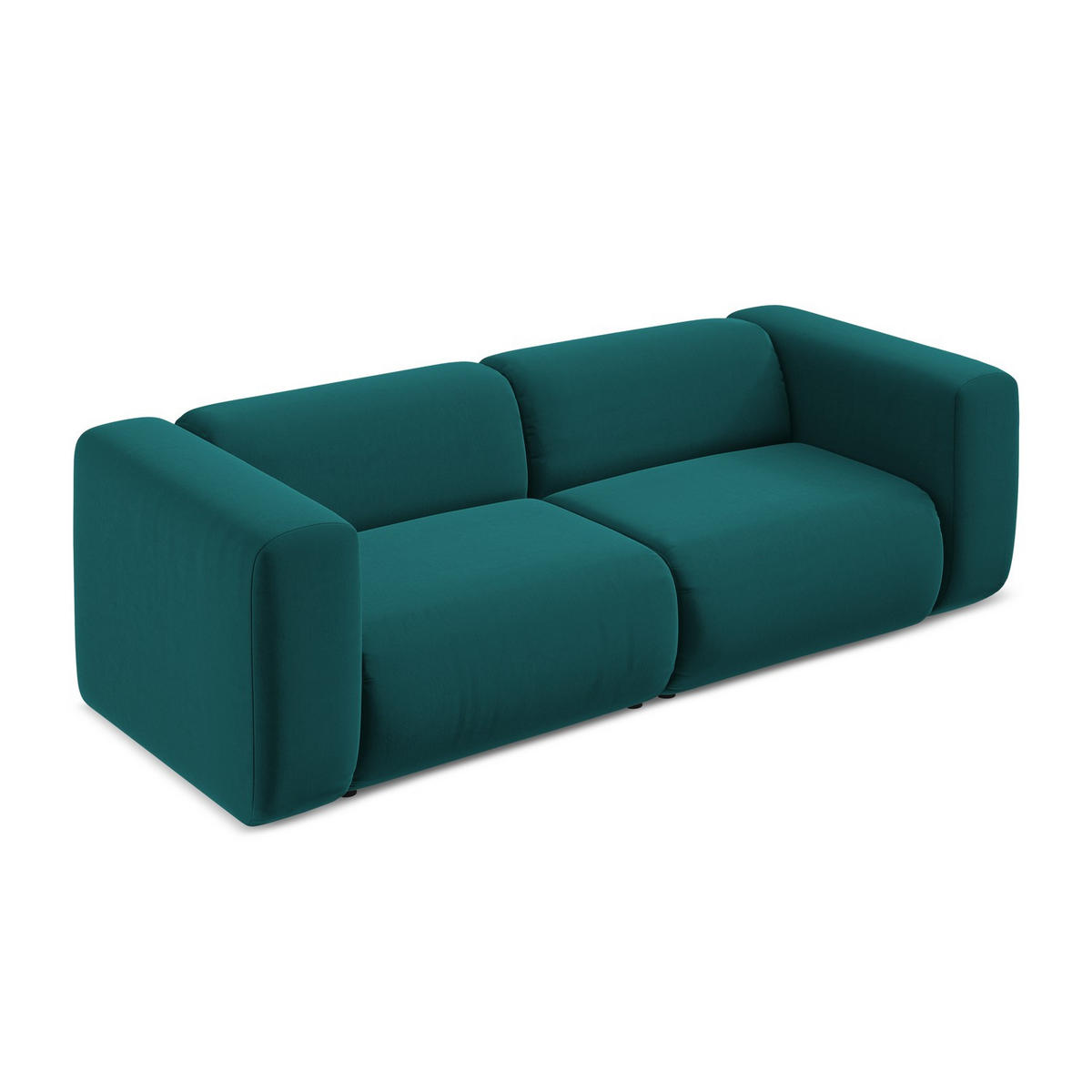 3-SITZER SOFA Samt Stoff Blau - Blau/Petrol, Kunststoff/Textil (228/70/89cm) - LaMiaSofa
