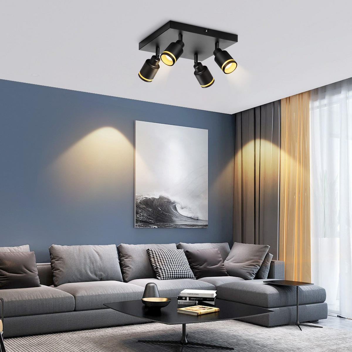 STRAHLER Lippstadt 4-flammig 25/25/15.7 cm - Schwarz, Metall (25/25/15.7cm) - Nettlife