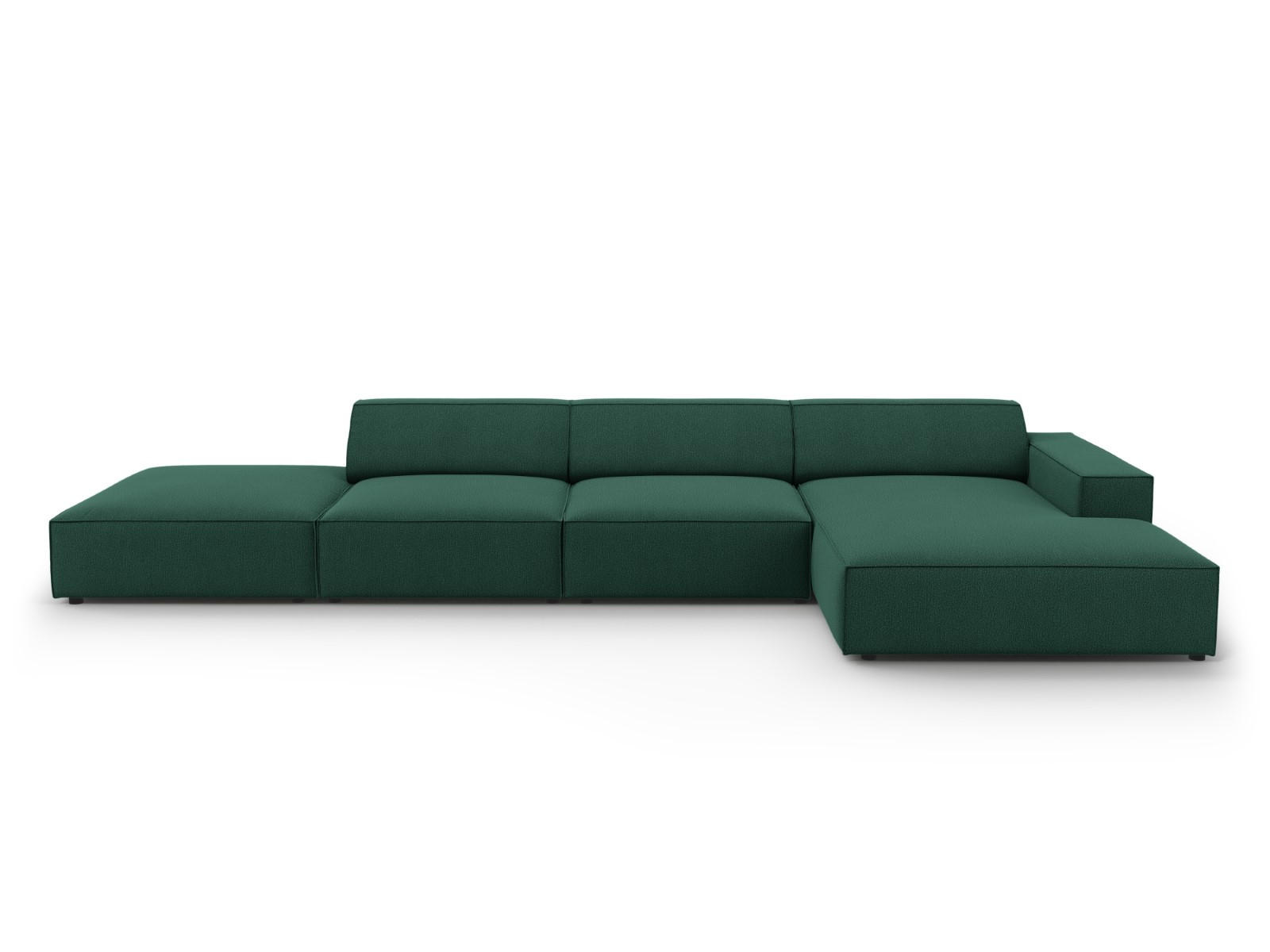 ECKSOFA rechts Jodie aus strukturiertem Stoff grün 5 Sitzplätze - Grün, Textil (166/341cm) - Micadoni