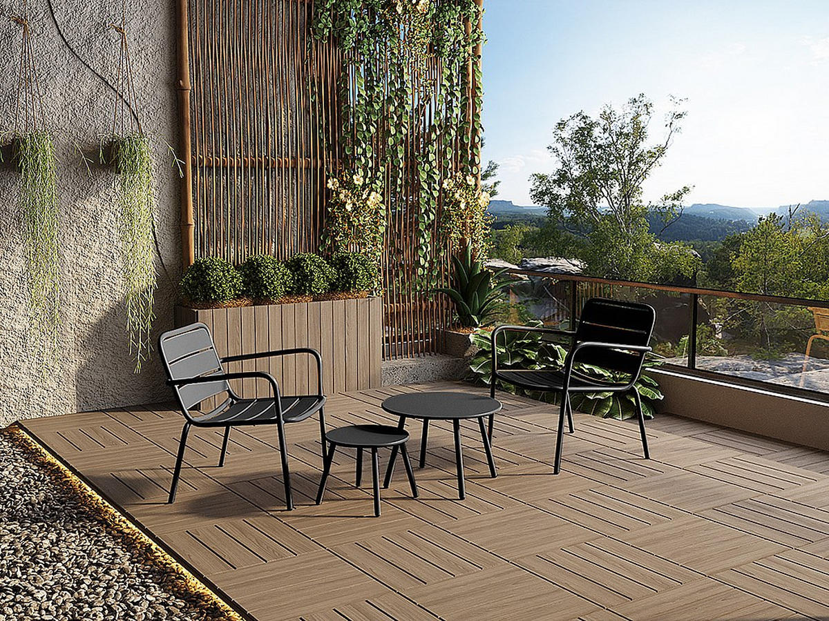 GARTENSESSEL niedrig & stapelbar - Metall - Schwarz - MIRMANDE von MYLIA - Schwarz, Metall (67.5/71.5/60cm) - Vente-Unique