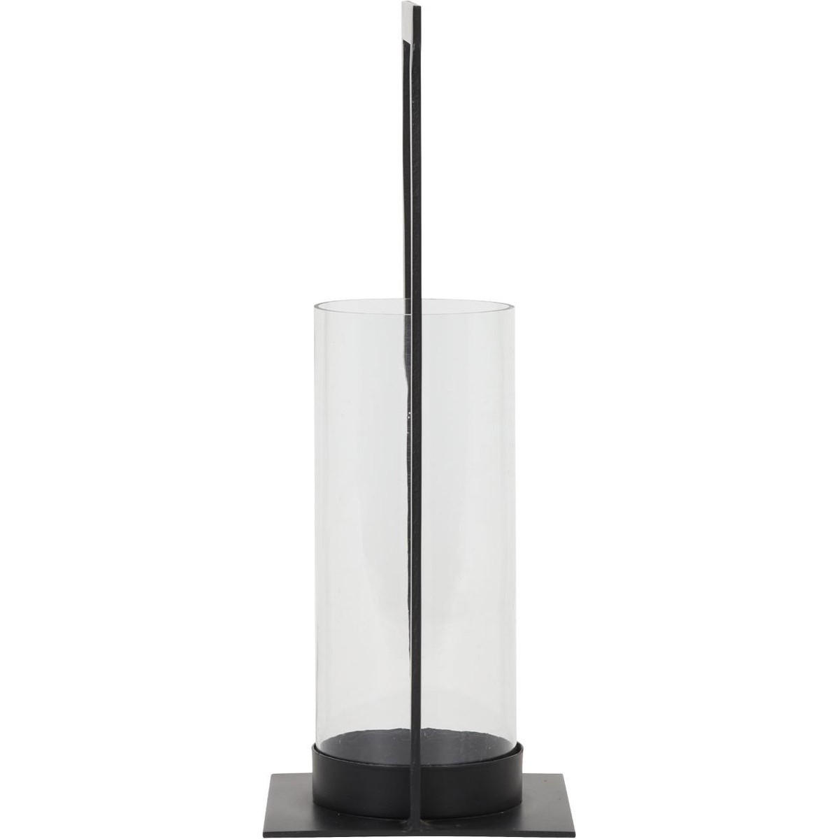 WINDLICHT JELCO 15x40 cm, Nickel/Glas, Schwarz - Schwarz, Glas (15/40/15cm) - Light & Living