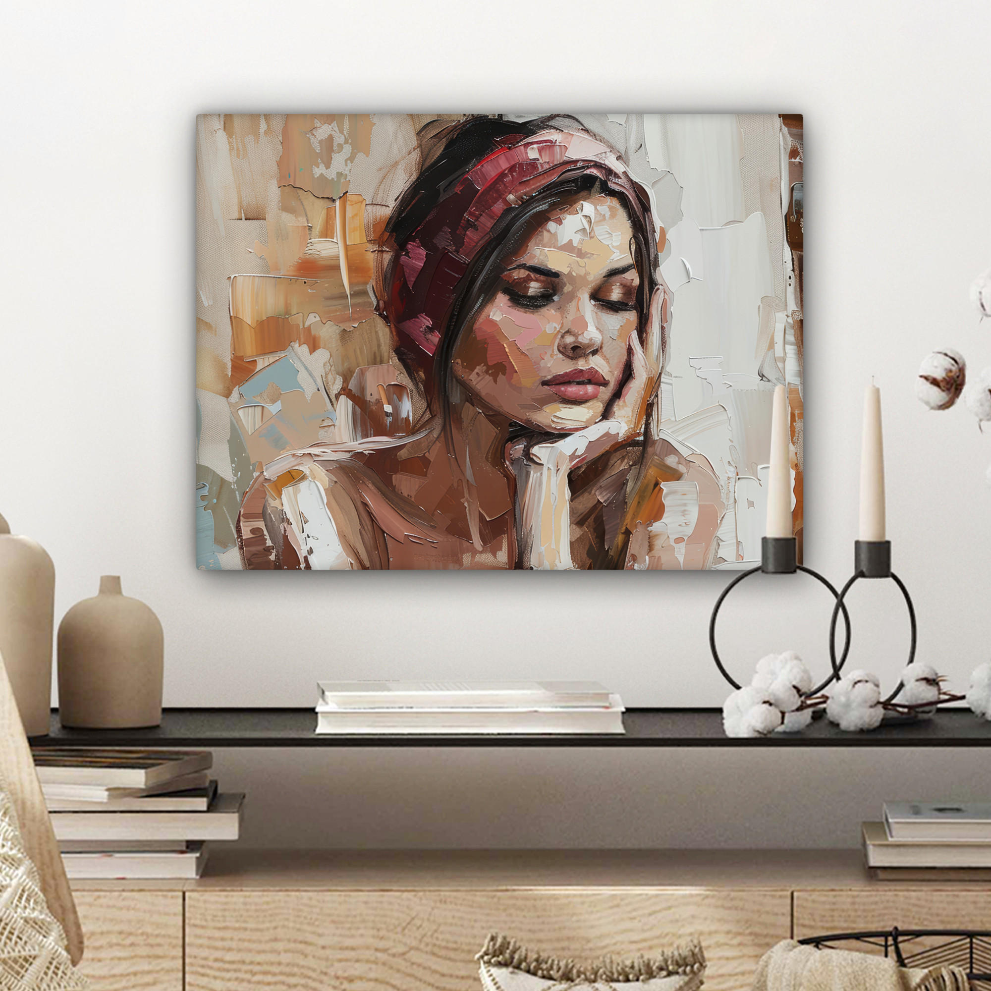 LEINWANDBILD Frau - Lackierung - Porträt - Modern 40x30 cm - Altrosa, Textil (40/30cm) - MuchoWow