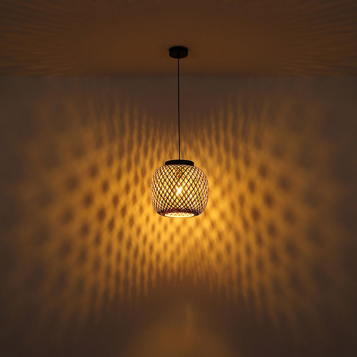 HÄNGELEUCHTE Metall Bambus Braun - Braun, Holz (30/30/120cm) - Globo Lighting