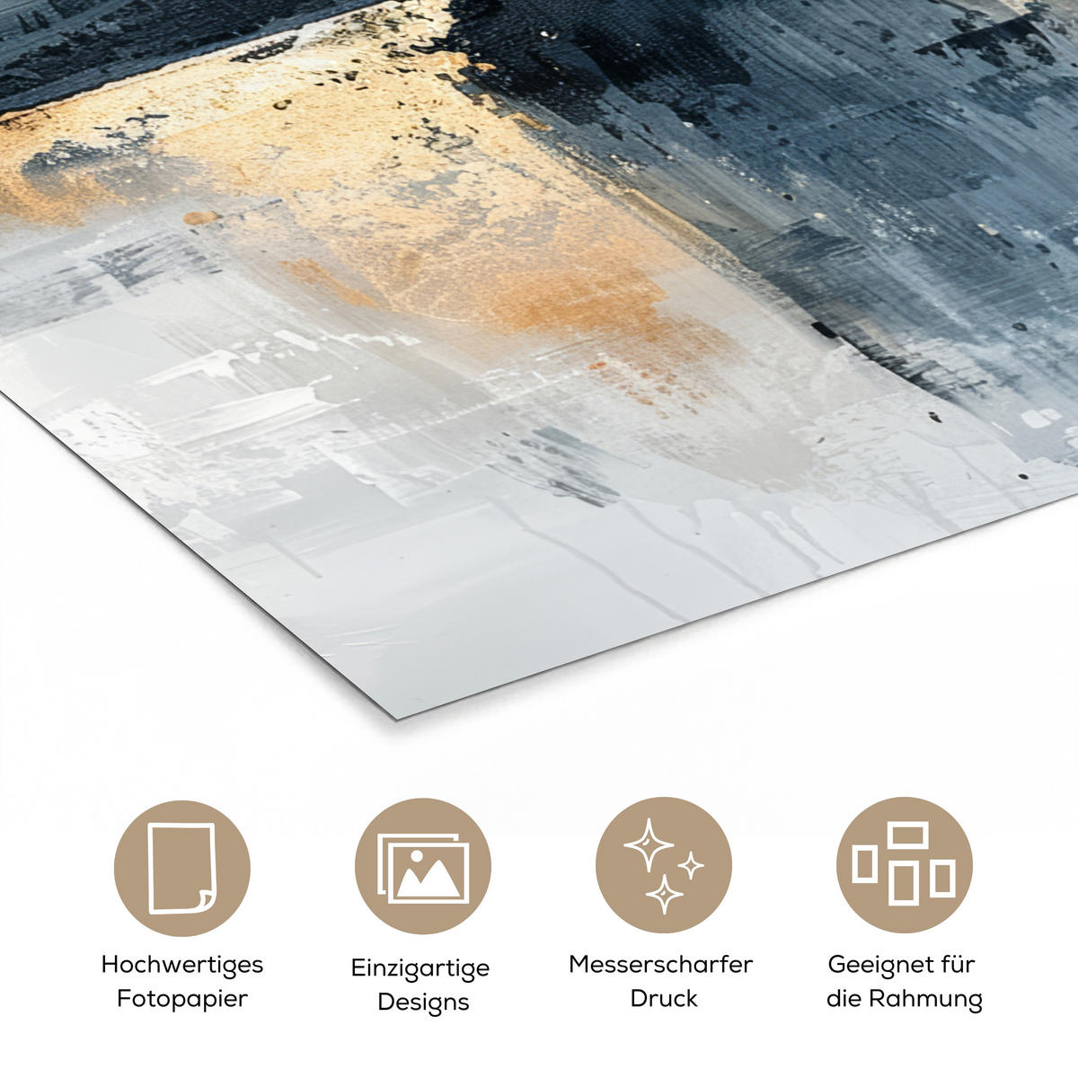 POSTER Kunst - Grau - Gold - Abstrakt 60x80 cm - Dunkelgrau, Papier (60/80/0.1cm) - MuchoWow