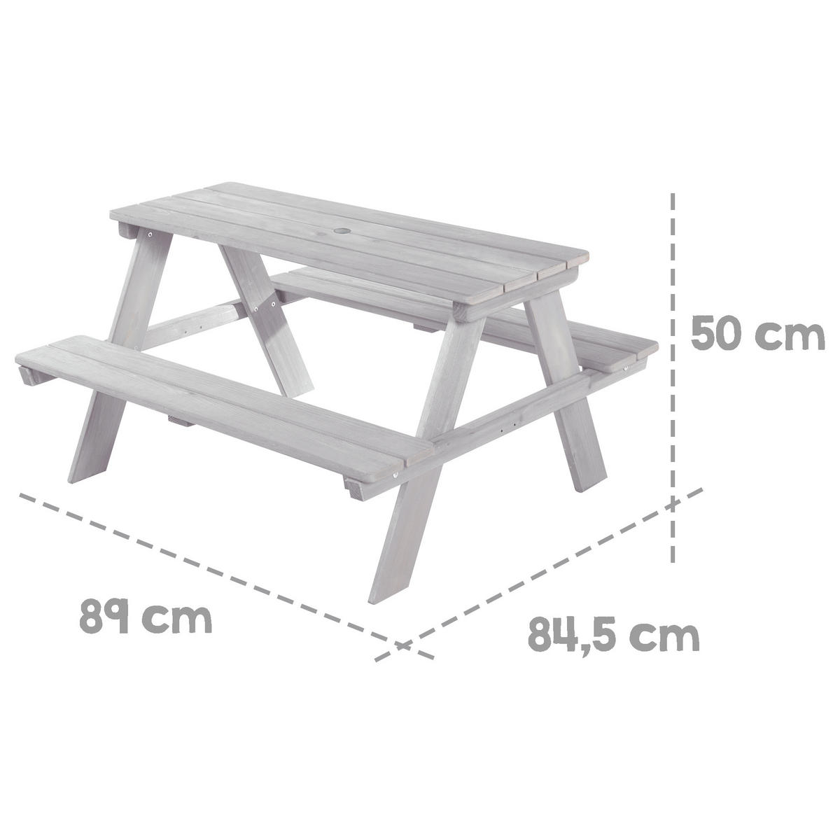 KINDERSITZGARNITUR OUTDOOR + in grau mit Bankkissen - Hellgrau, Holz - Roba