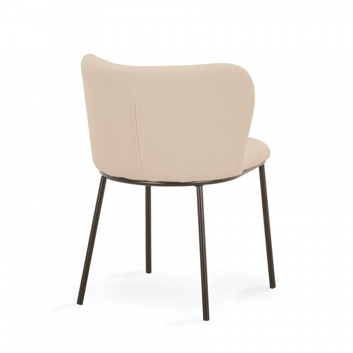 SATZ von 2 Stühlen mit Bouclé-Stoff ROMY / Beige - Beige/Schwarz, Metall (47/76/48cm) - Weber Industries