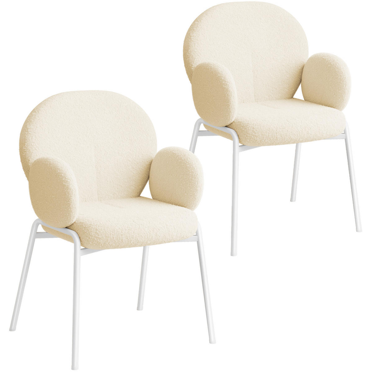 STUHL 2er Set Scandi Belastbarkeit 120 kg 61 5 x 62 x 90 - Creme, Kunststoff (62/90/61.5cm) - tectake