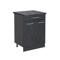 KÜCHENUNTERSCHRANK R-Line Schwarz Beton 80 cm AP Anthrazit - Anthrazit/Schwarz, Holzwerkstoff (60/81.6/60cm) - Vicco