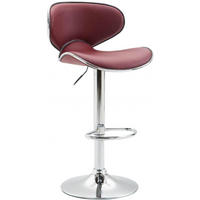 BARHOCKER Lederlook bordeauxrot - Chromfarben/Bordeaux, Textil/Metall (46/88/49cm) - CLP