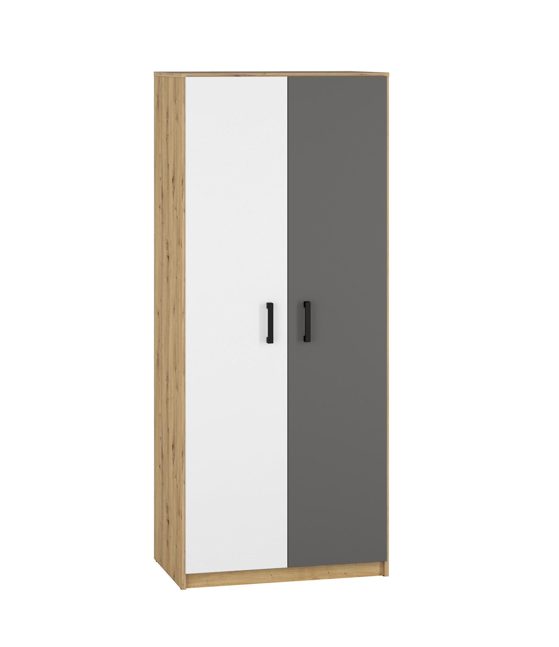 KLEIDERSCHRANK Fini Artisan Eiche / weiß / anthrazit 80 / 53 / 191cm - Weiß/Braun, Holz/Holzwerkstoff (80/191/53cm) - Feldmann-Wohnen