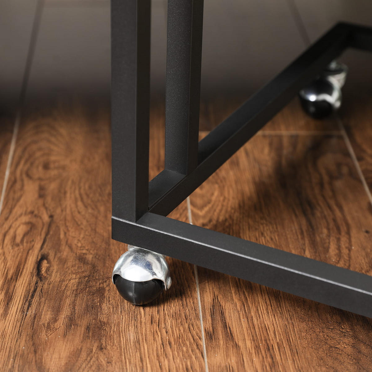 BEISTELLTISCH auf Rollen - Schwarz/Sonoma Eiche, Metall (50/35/55cm) - A2A Home