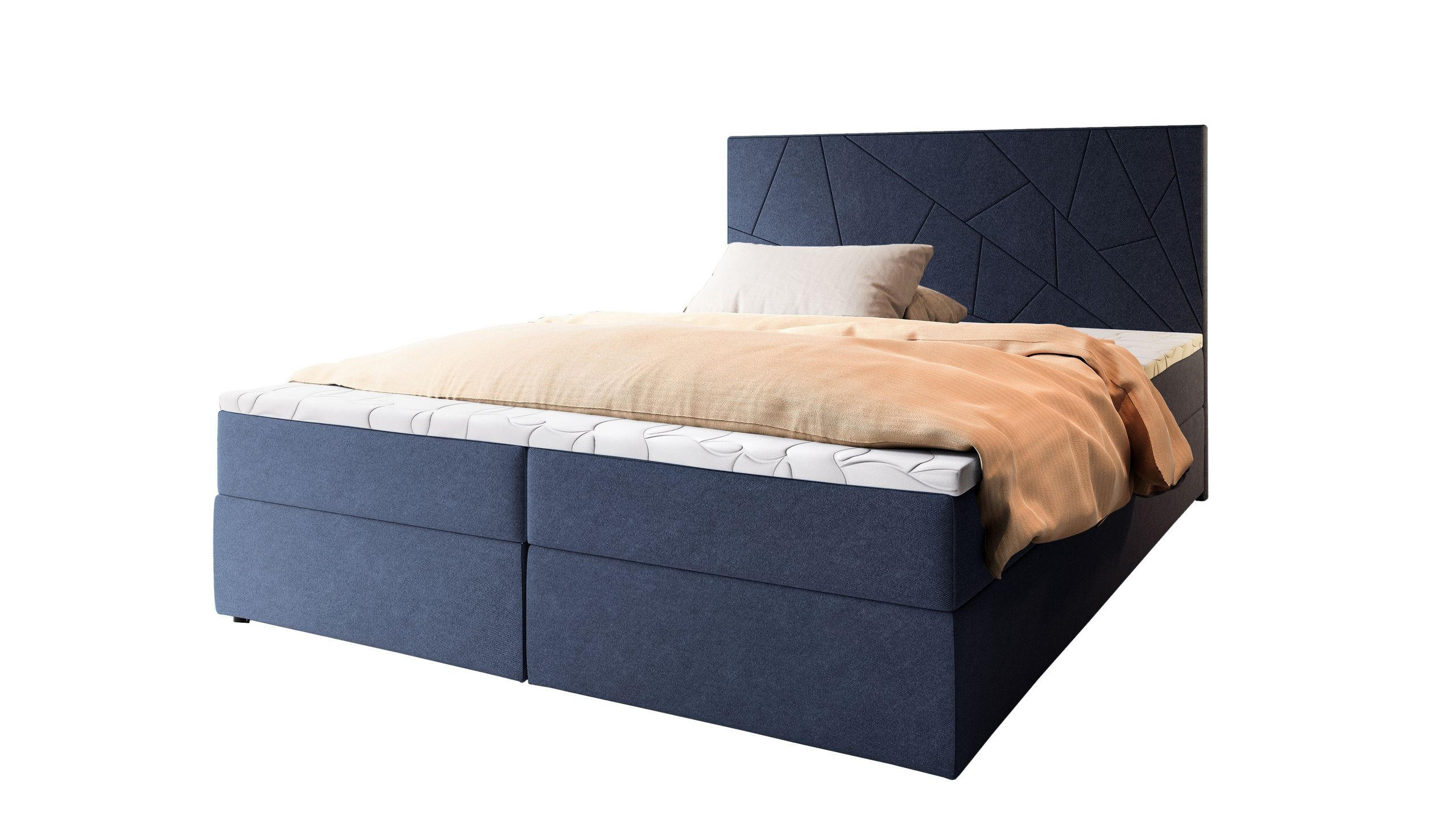 POSTEL BOXSPRING MADO 160x200 cm, s matrací a úložným prostorem, modrá - modrá, kompozitní dřevo/textil (160/200cm) - MASSENO