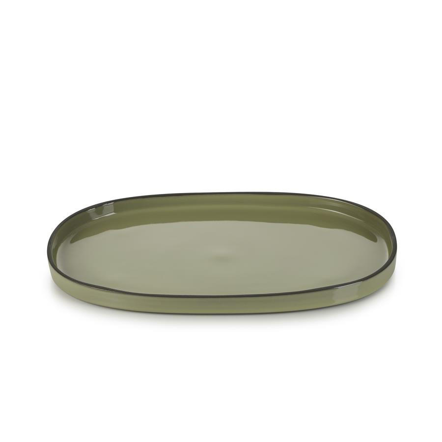 Revol Porcelaine France Servierteller Dunkelgrün 21.8x2.5x35.5 cm
