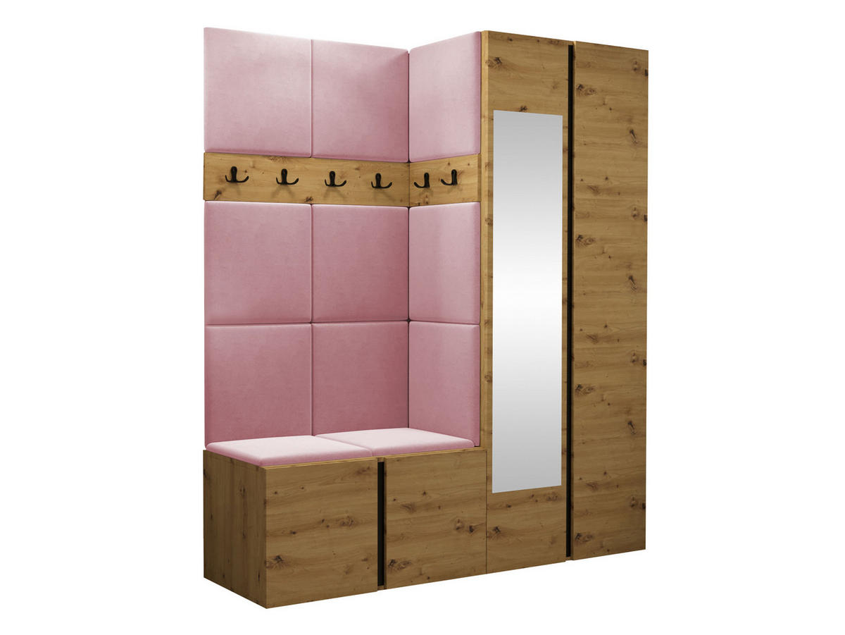 GARDEROBEN-SET Orion XII - Eiche Artisan/Rosa, Holzwerkstoff/Kunststoff (158/186/46cm) - MIRJAN24
