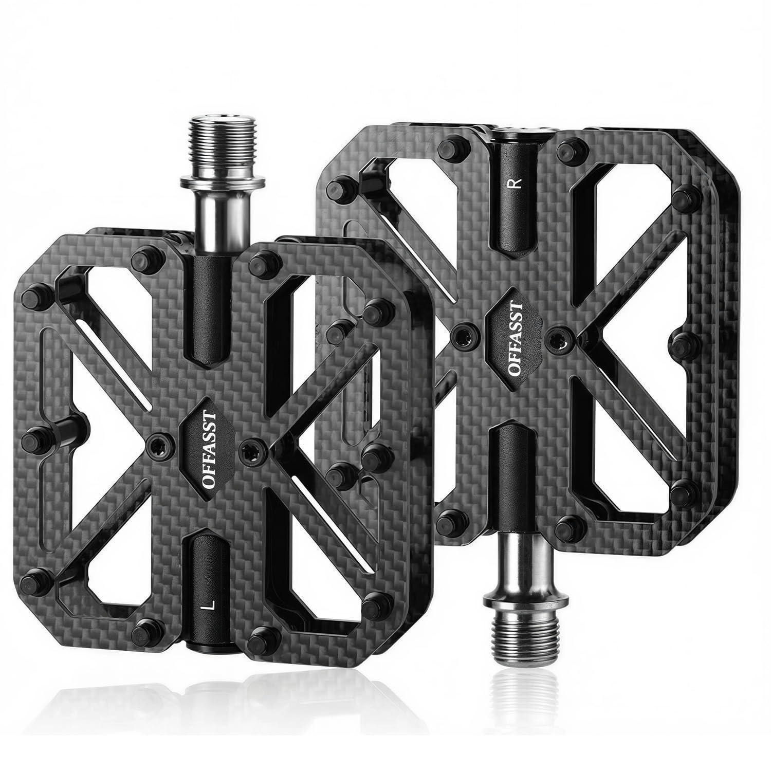 FAHRRADPEDALE Vollcarbon Ultralight 215g Titan-Achse 3 Lager 9/16" MTB Rennrad - Schwarz, Kunststoff (8.5/1.8/11cm)
