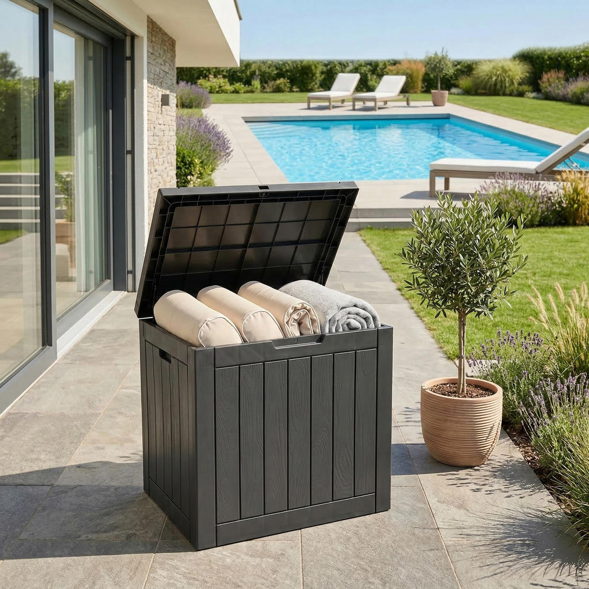 ZÁHRADBOX - čierna, plast (56/53/43cm) - Relaxdays