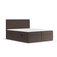 BOXBETT Spencer Braun 180/200 cm mit Matratze und Topper - Schwarz/Braun, Holz/Holzwerkstoff (180/200cm) - Maison de Reve