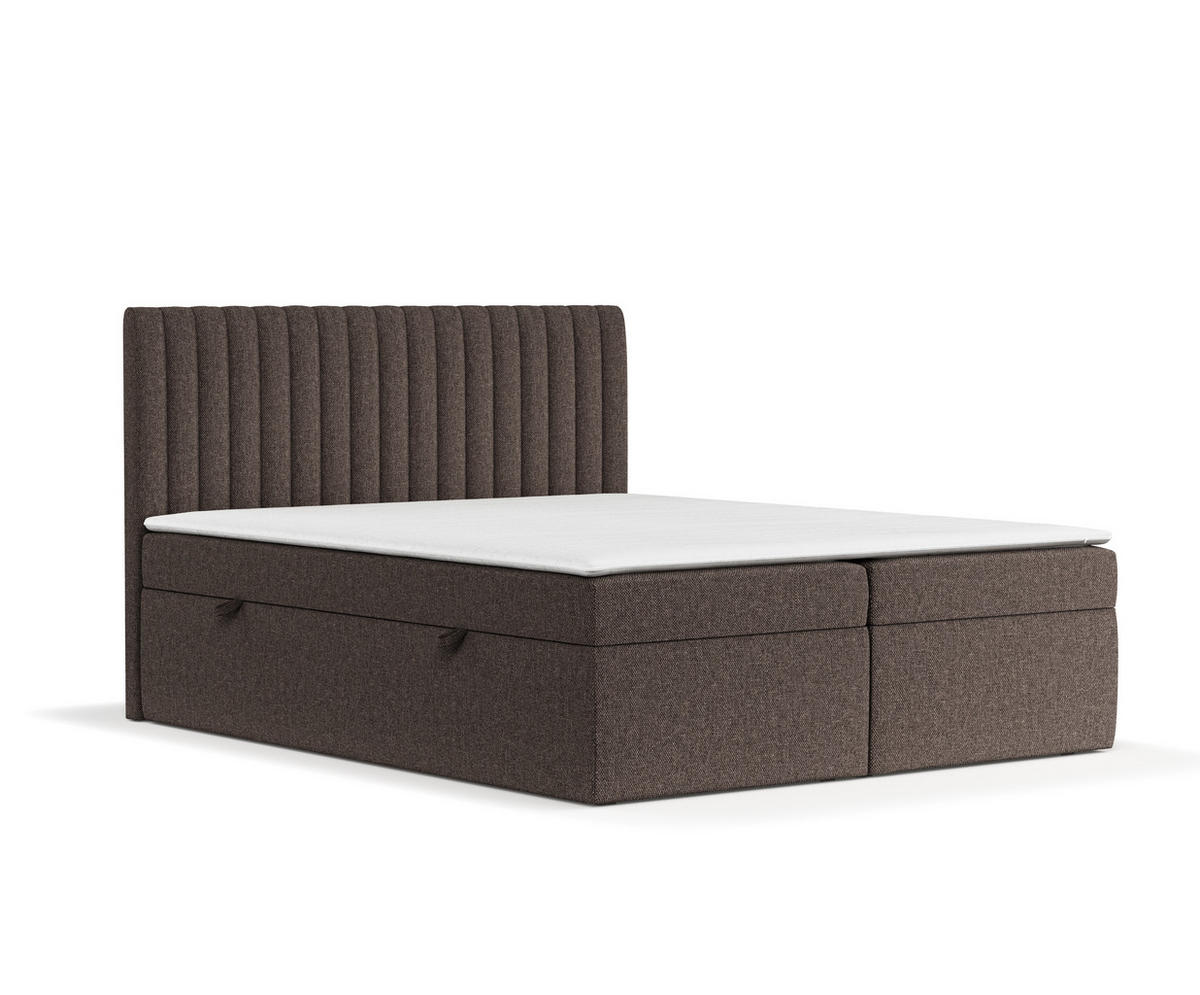 BOXBETT Spencer Braun 180/200 cm mit Matratze und Topper - Schwarz/Braun, Holz/Holzwerkstoff (180/200cm) - Maison de Reve