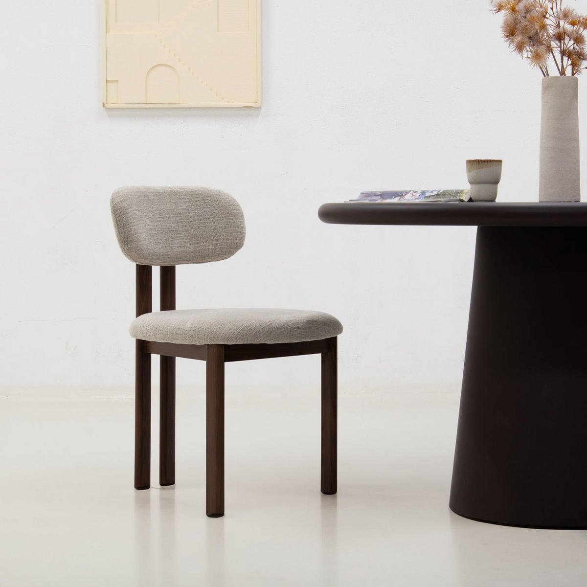 ESSZIMMERSTUHL 2er Set aus Stoff, beige/walnuss - Beige, Textil (51/81/53cm) - Giga Meubel